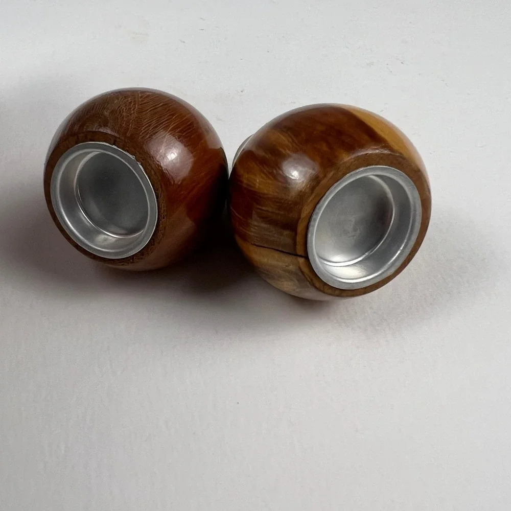 VTG Wooden Salt and Pepper Shakers Brown Wood Sauk Centre MN Souvenir